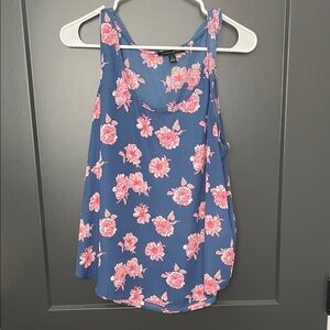 Banana Republic Blue and Pink Floral Tank Top
